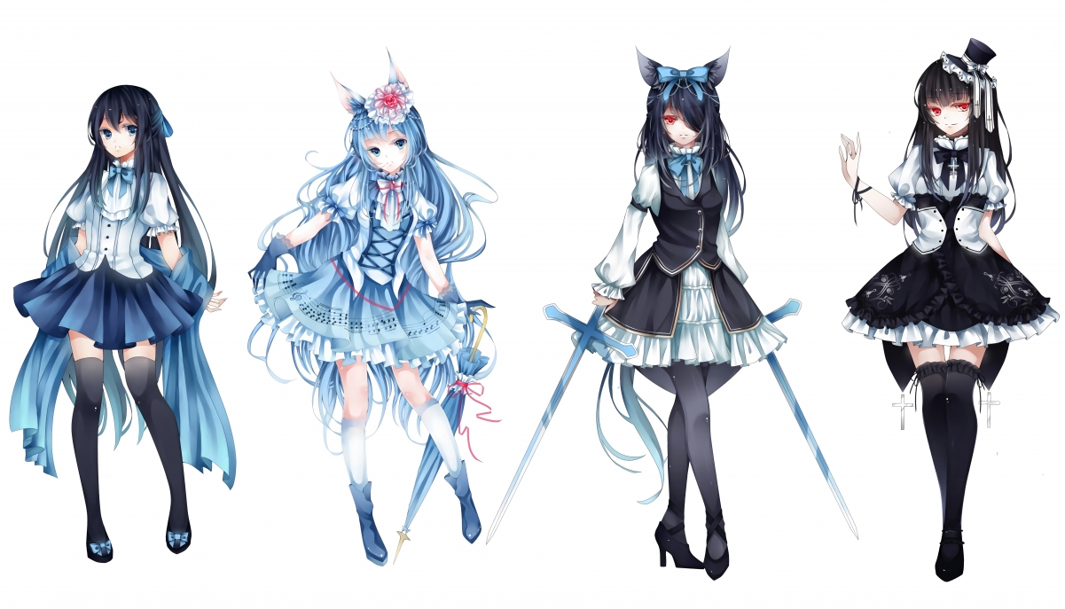 Different professional outfits for the same character
