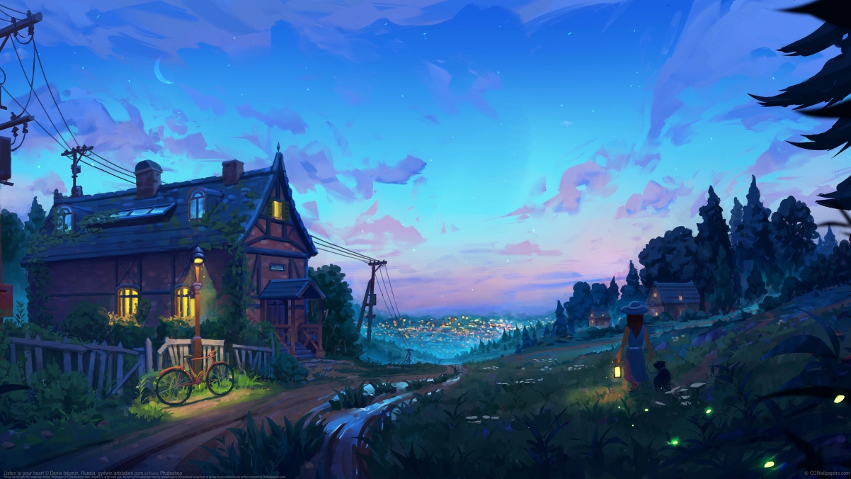 Village night scene Denis Istomin,