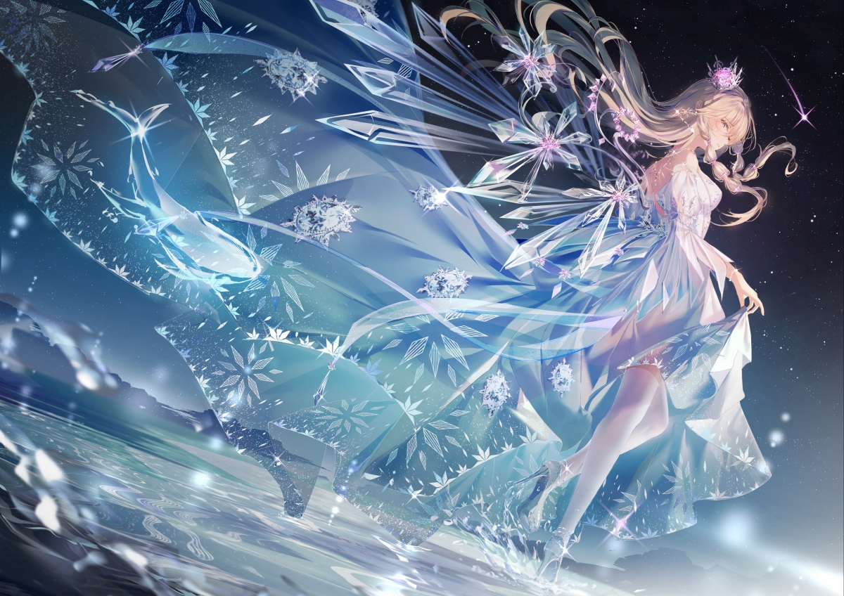 Beautiful dream girl crystal starry sky