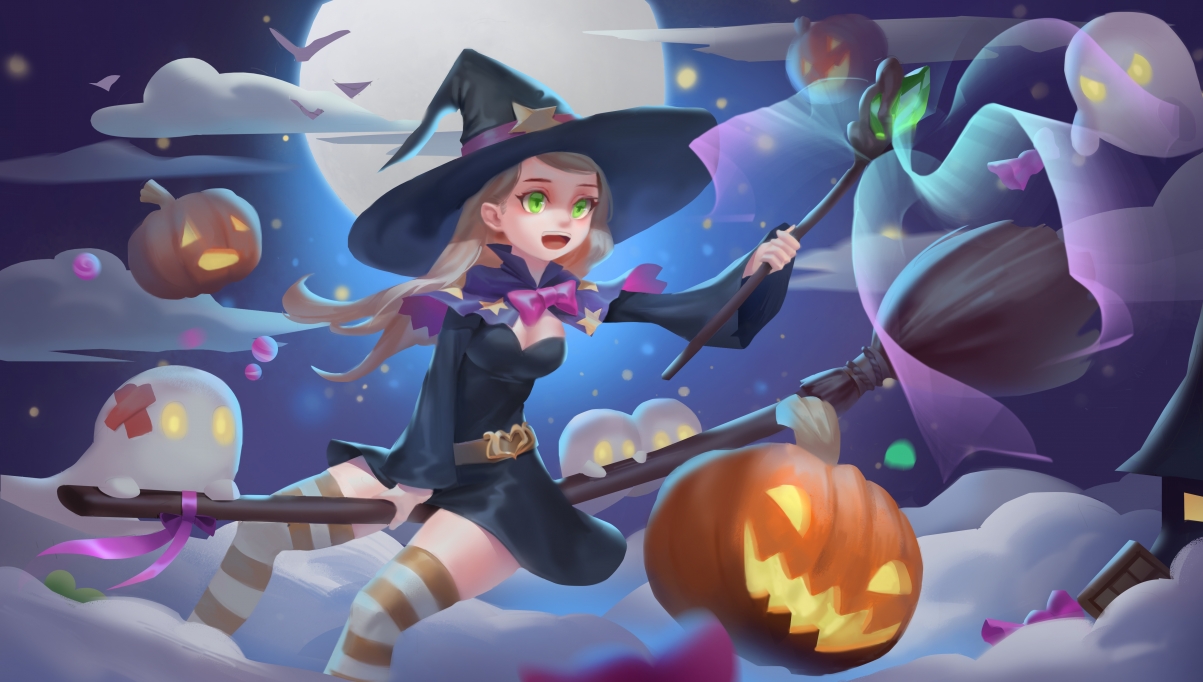 Halloween Little Witch 5k Anime Wallpaper