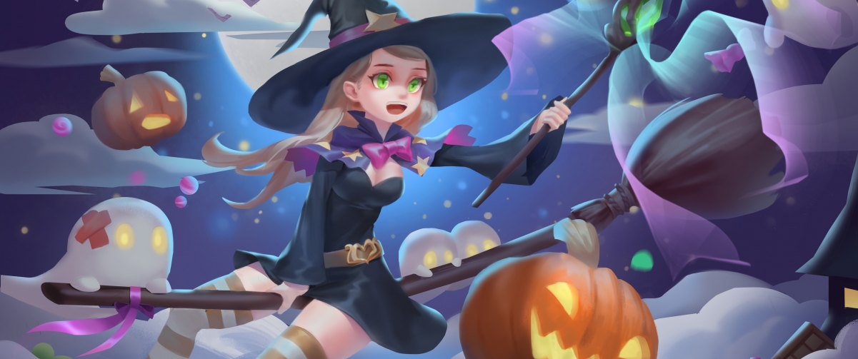 Halloween little witch 3440x1440 wall