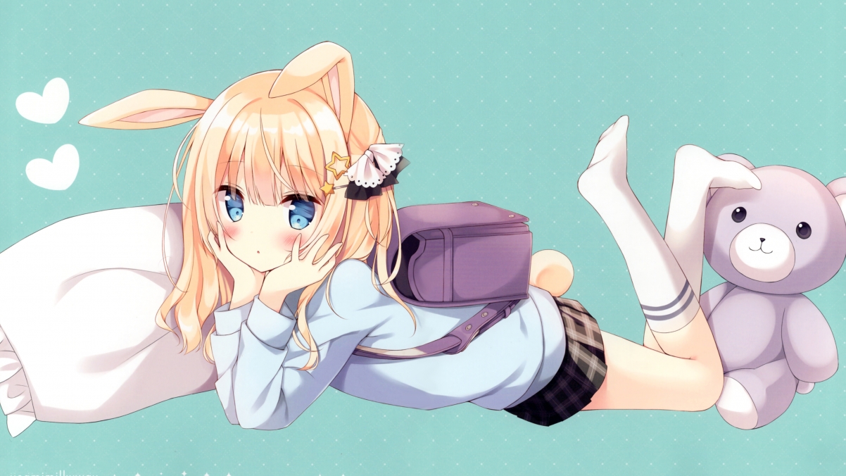 Cute little girl with rabbit ears