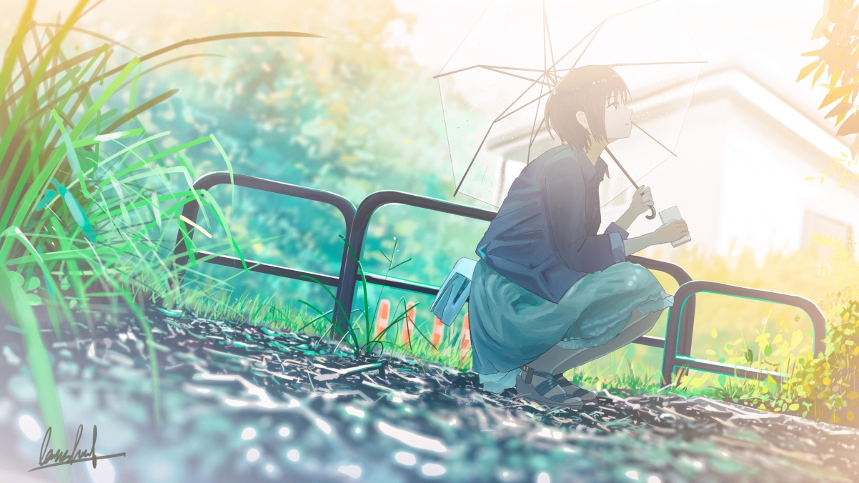 Transparent umbrella illustration girly background