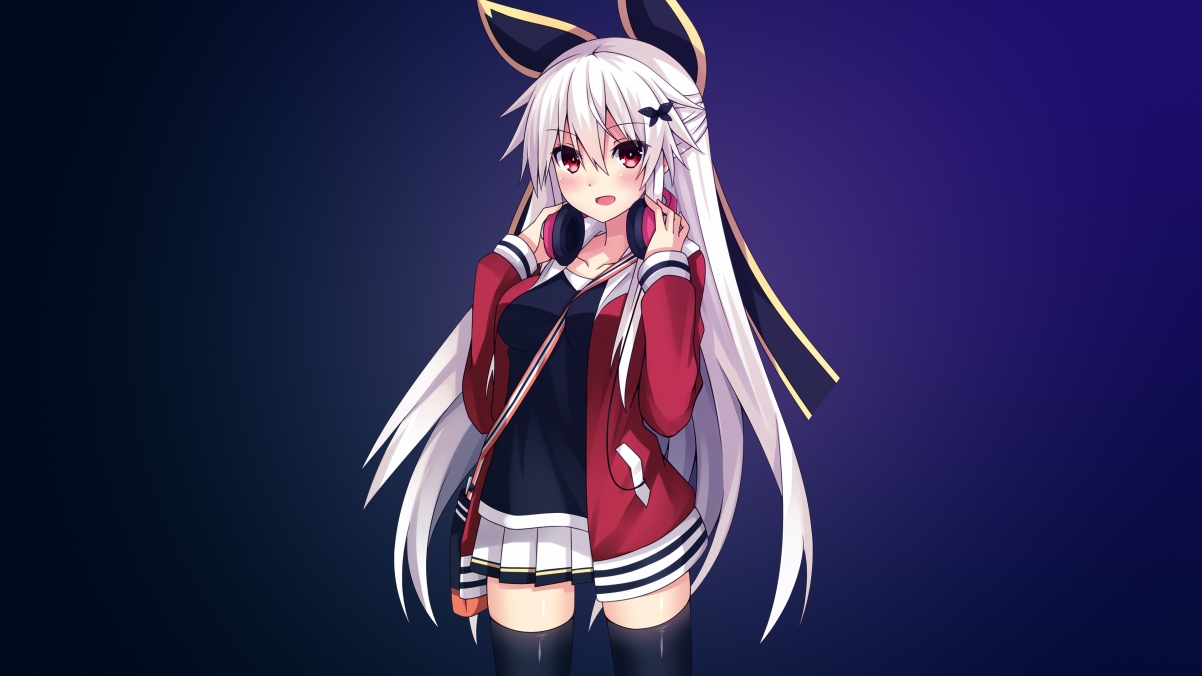 Head pin and ribbon anime girls 4K wall