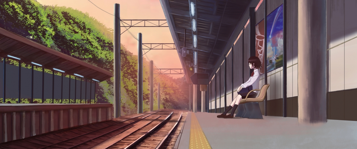 Railway scenery 3440x1440 with fish screen