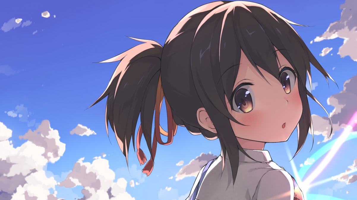 Sky Cloud Cute Anime Girl 4K Wall