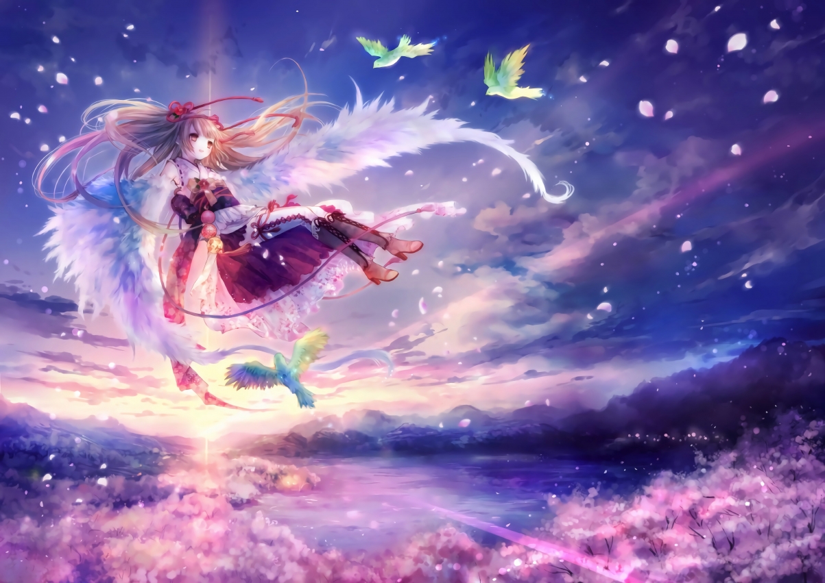 Sky little girl feather bird