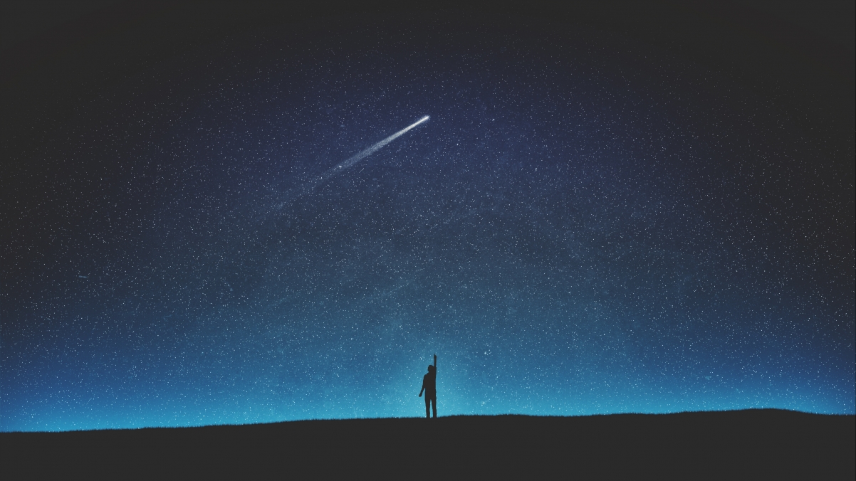 Looking up at the night sky, starry sky animation wall