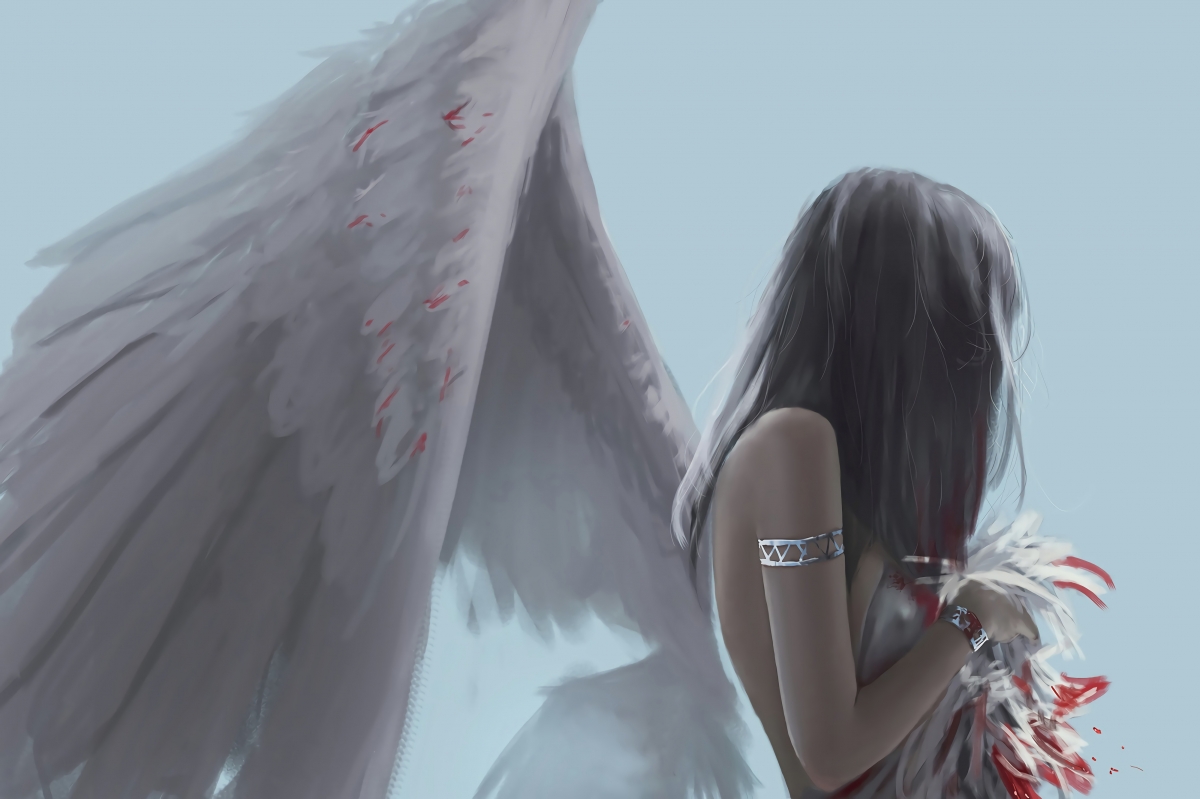 Wounded angel beautiful illustration 4k motion