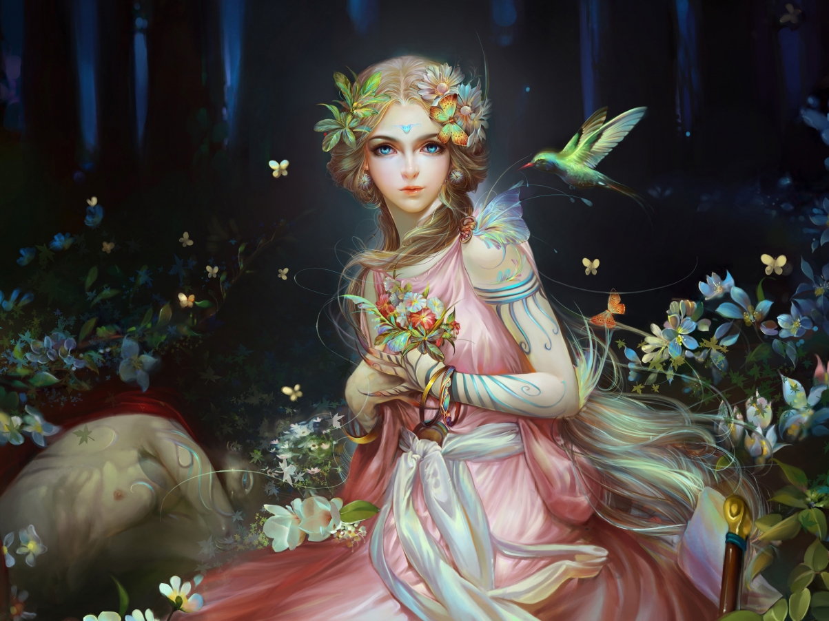 Forest, fantasy girl, beautiful, F