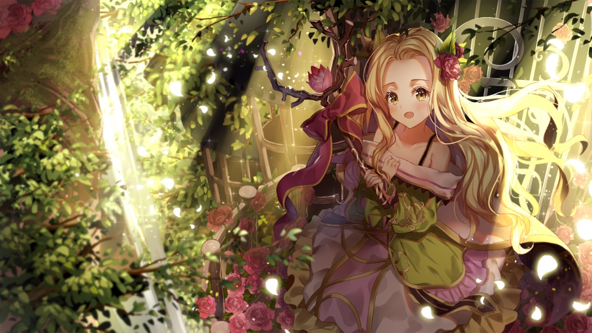Forest tree flowers cute girls 4