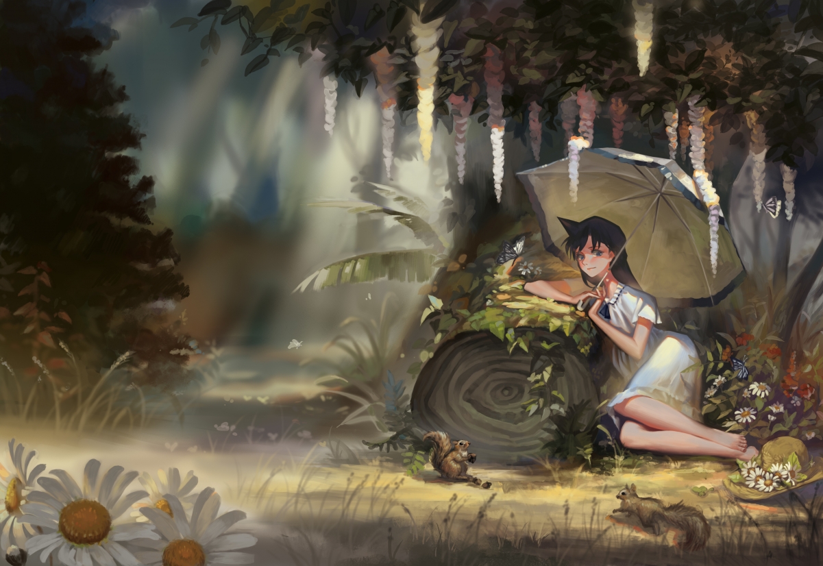 Forest animal squirrel girl chick