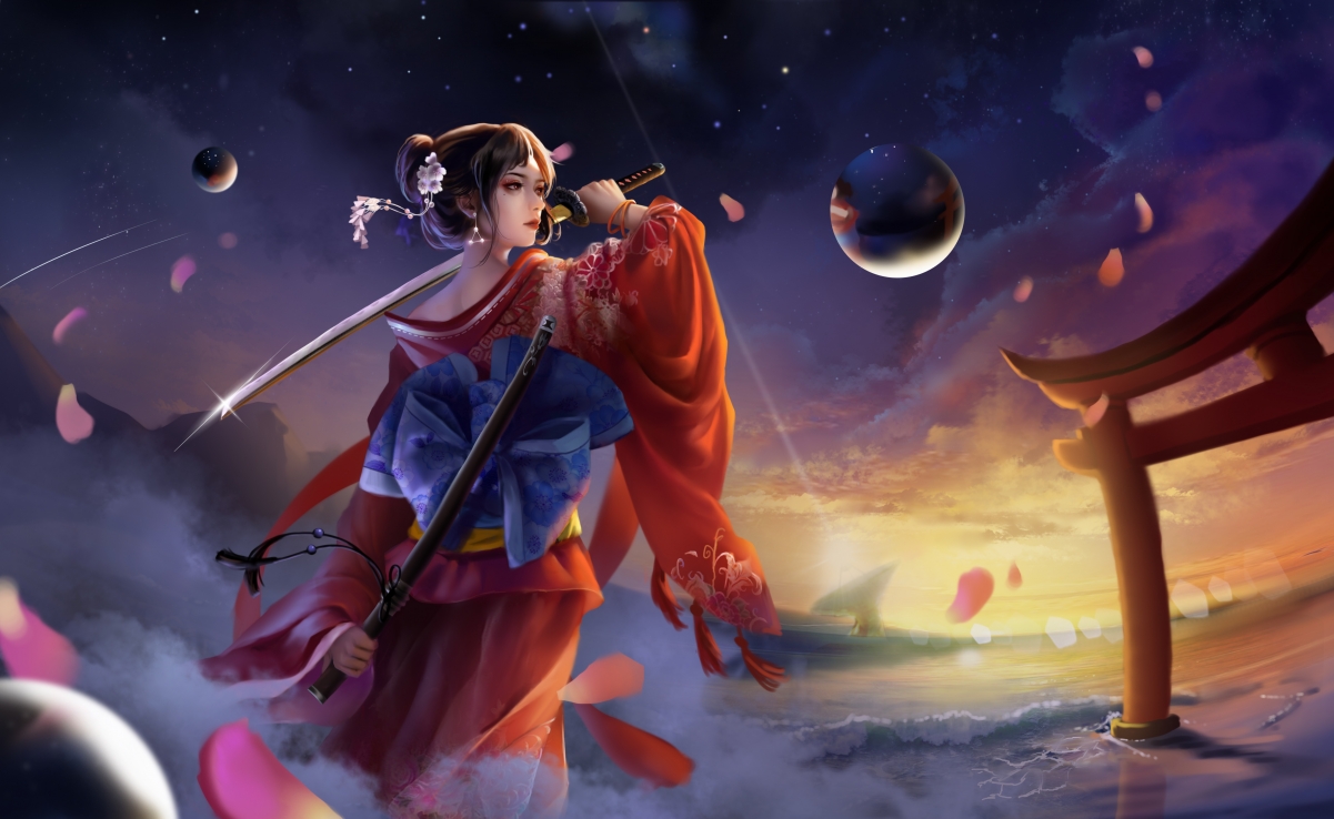 Three body Tomoko Kimono Katana Yui