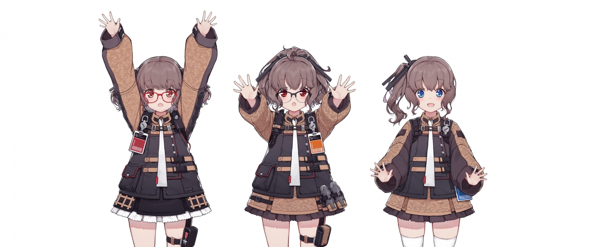 Three cute ponytail skirt anime