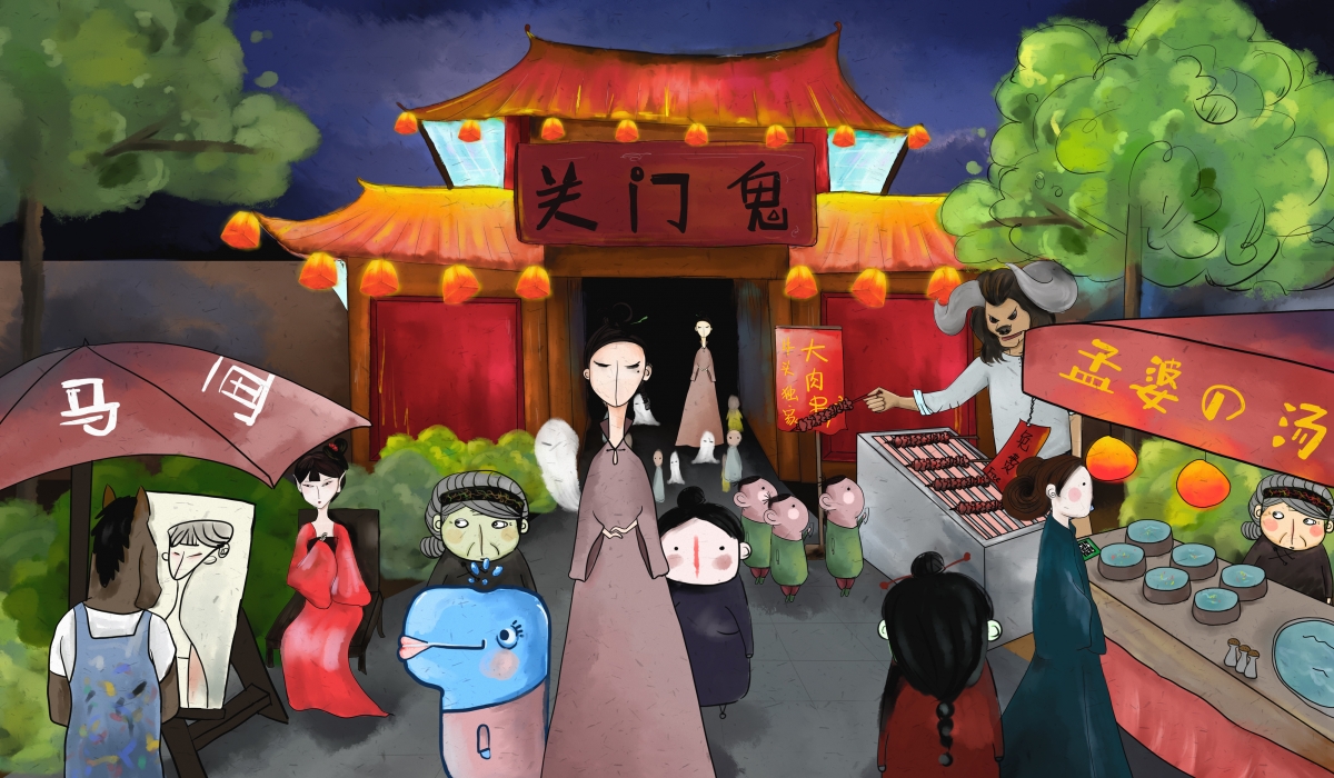 July and a half moon festival illustration 4k wallpaper