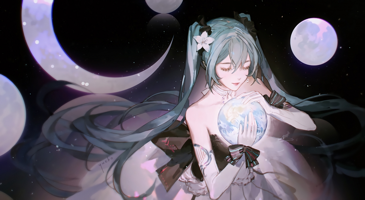 Goddess hatsune miku crystal ball moon