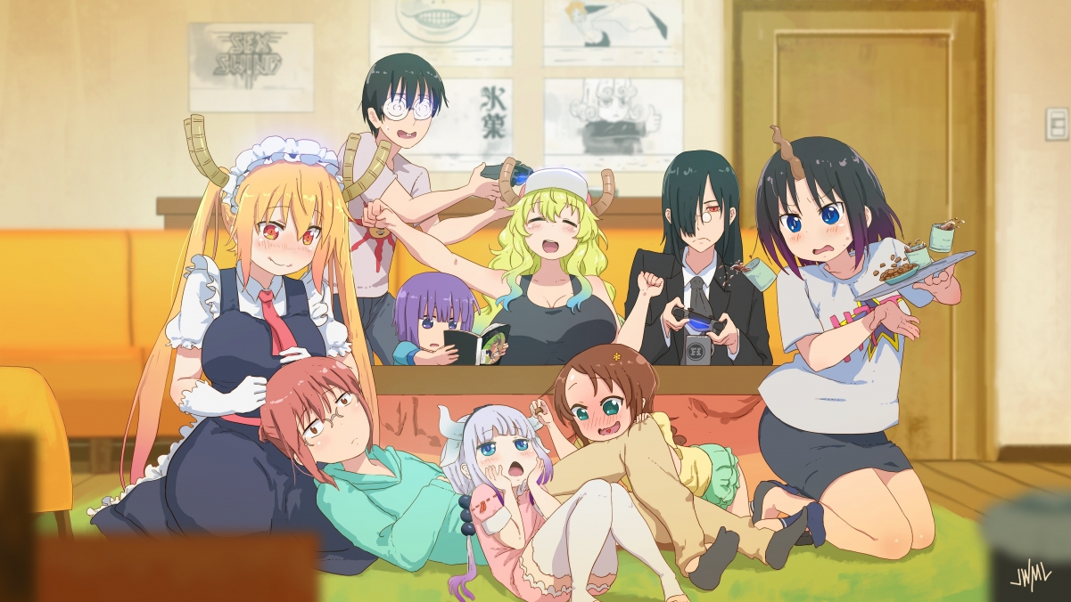 Maid, little girl, anime characters 4k