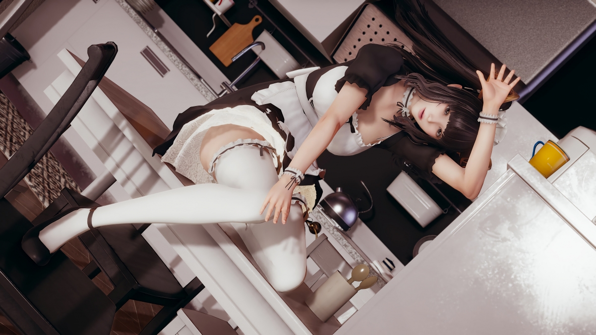 Maid beautiful girl beautiful legs white pants