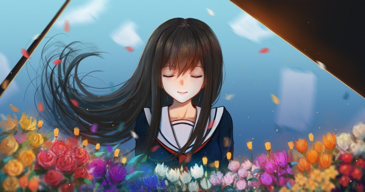 Girl flower flower illustration 4k