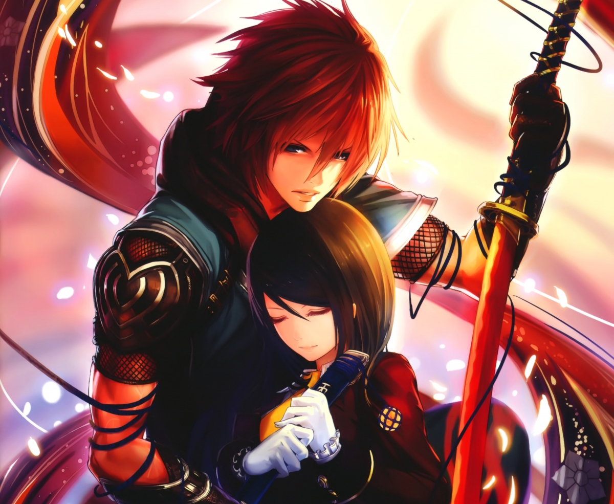 Girl, boy, sword, couple, lovers