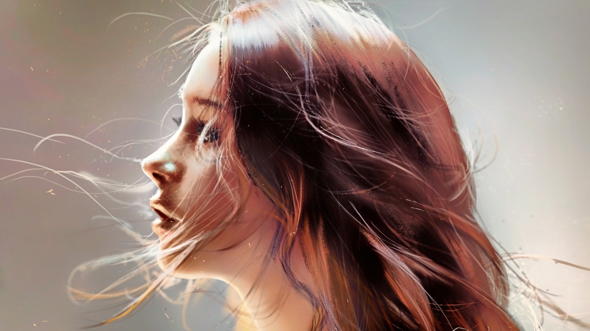 Girl hair painting simple background