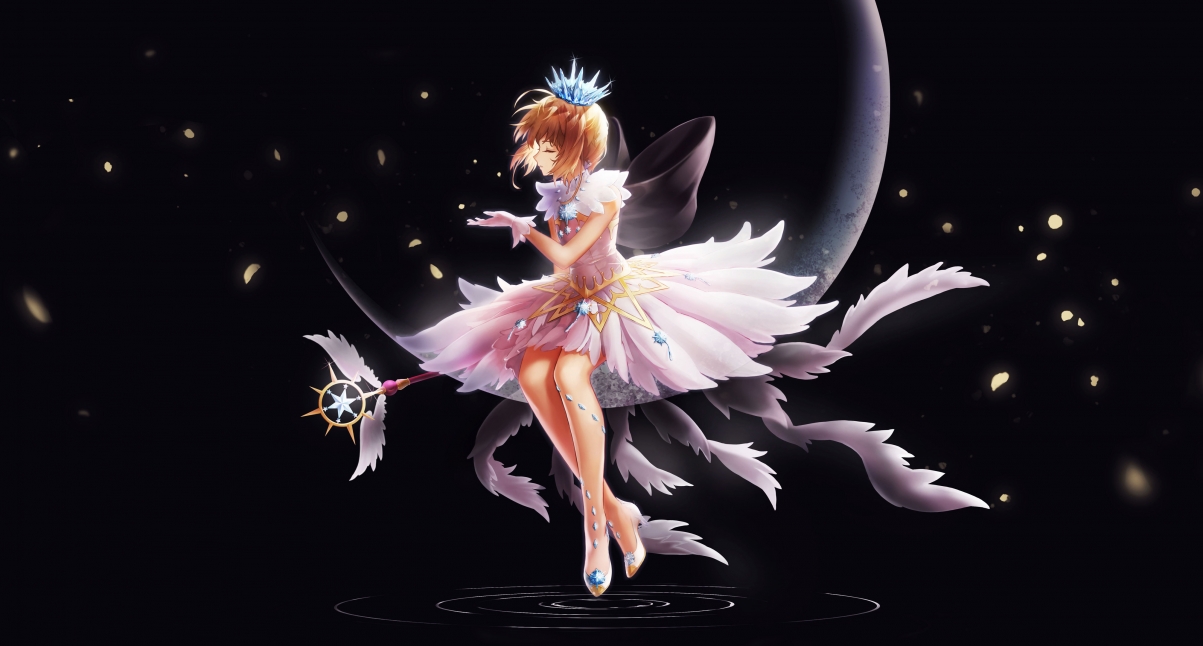 Girl angel magic wand cherry blossom