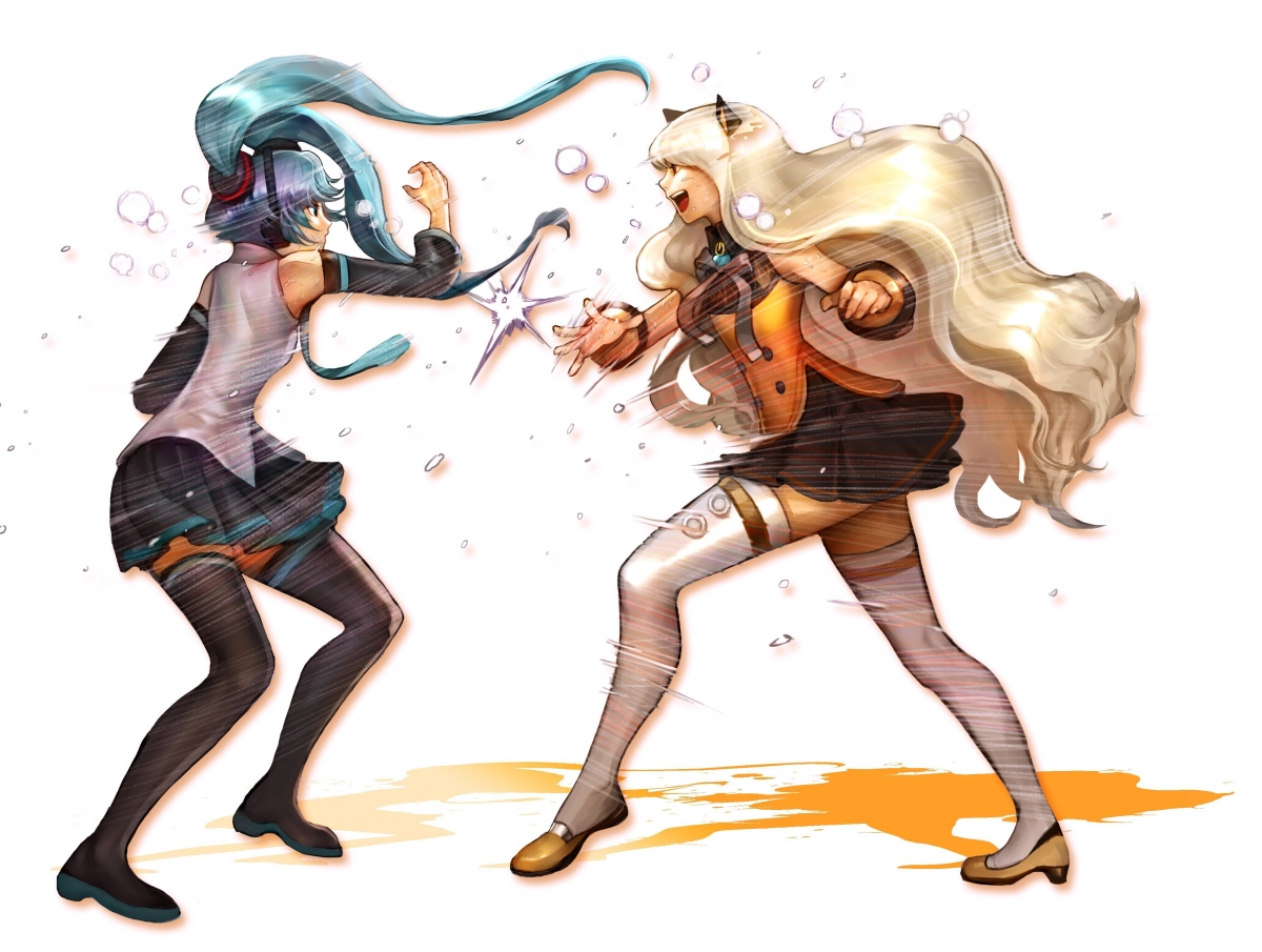 Girls wrestling Hatsune Miku 4k wall
