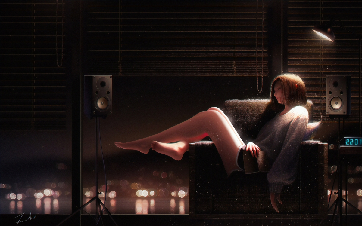Girl lost at night 4k wallpaper