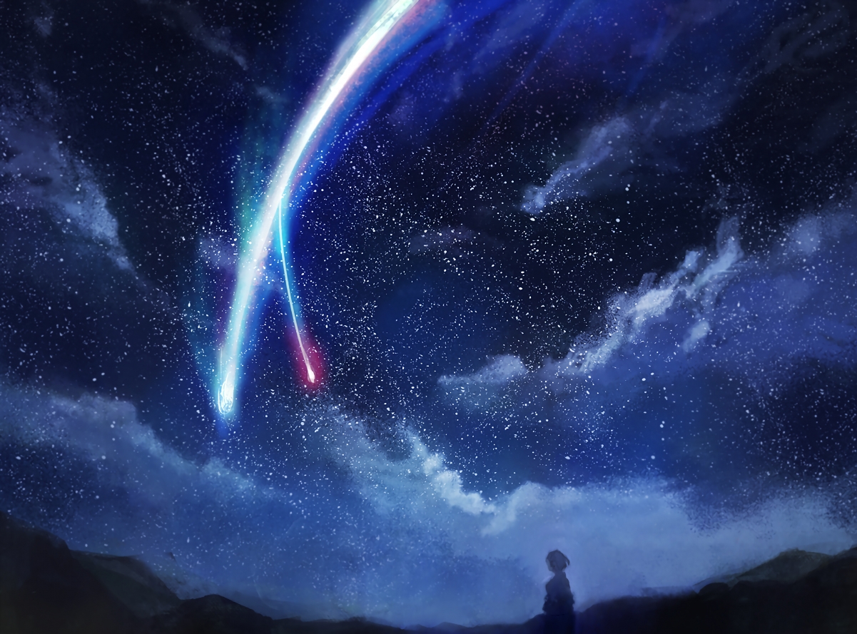 The girl under the beautiful starry sky 5K action