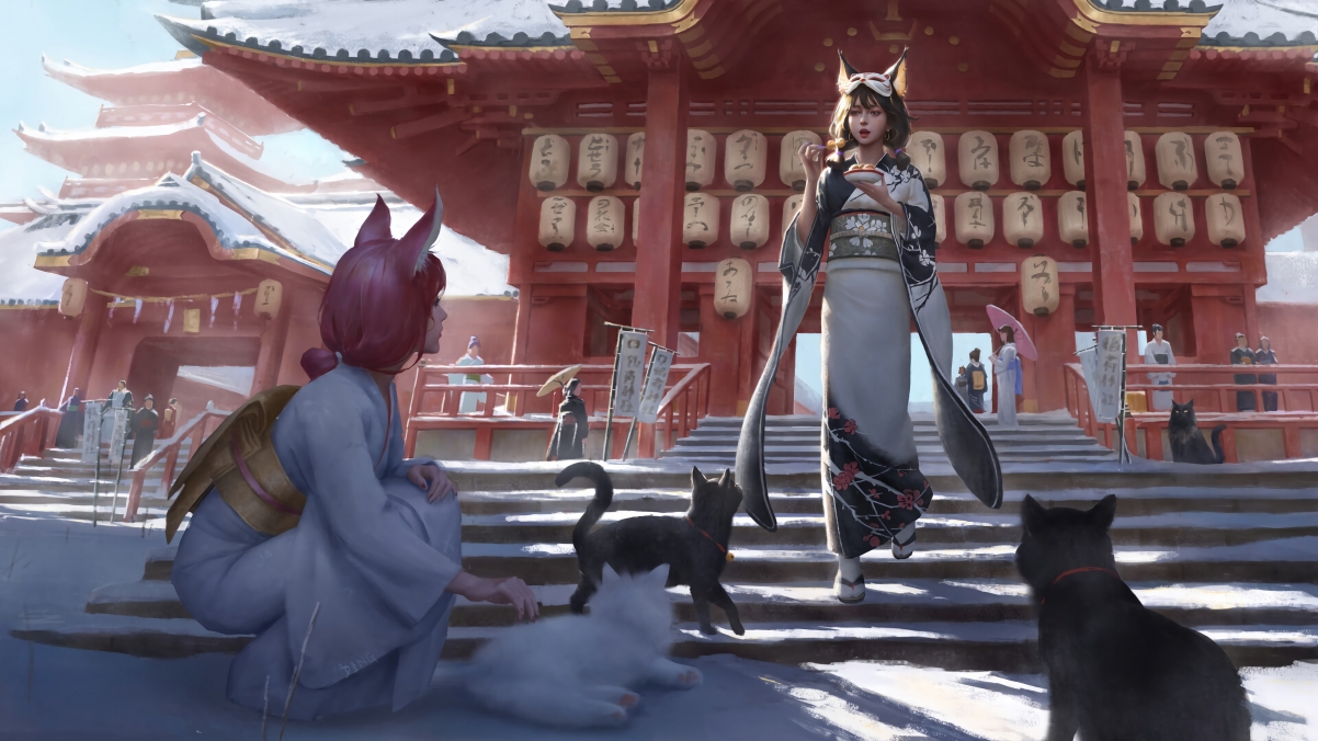 Catwoman kimono beauty 4k anime wallpaper