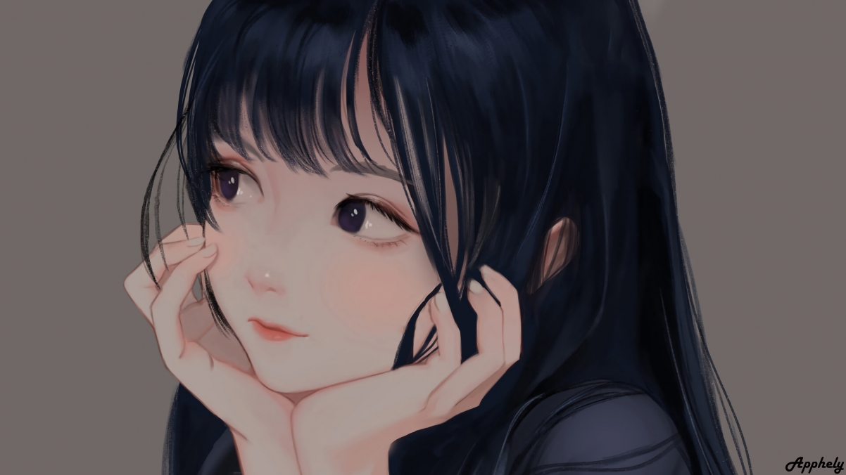 Blushing cute little girl thinking well