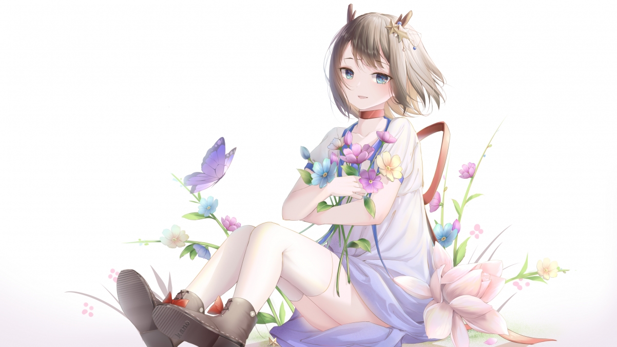 Cute girl girl flower white
