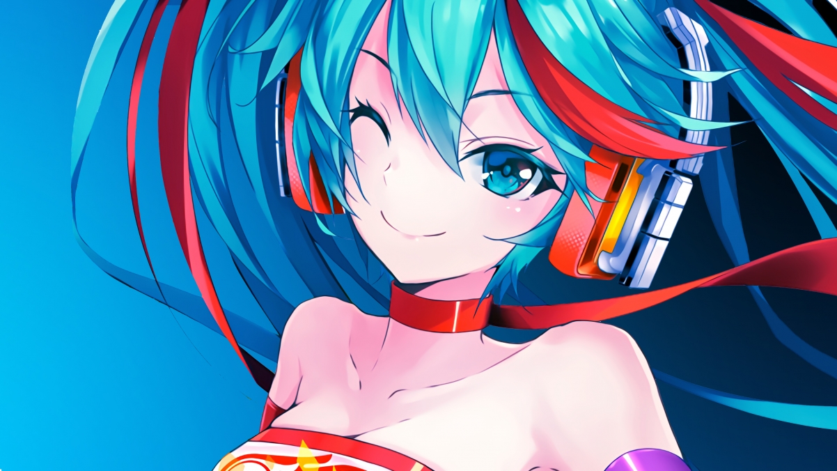 Cute anime girl with blue eyes