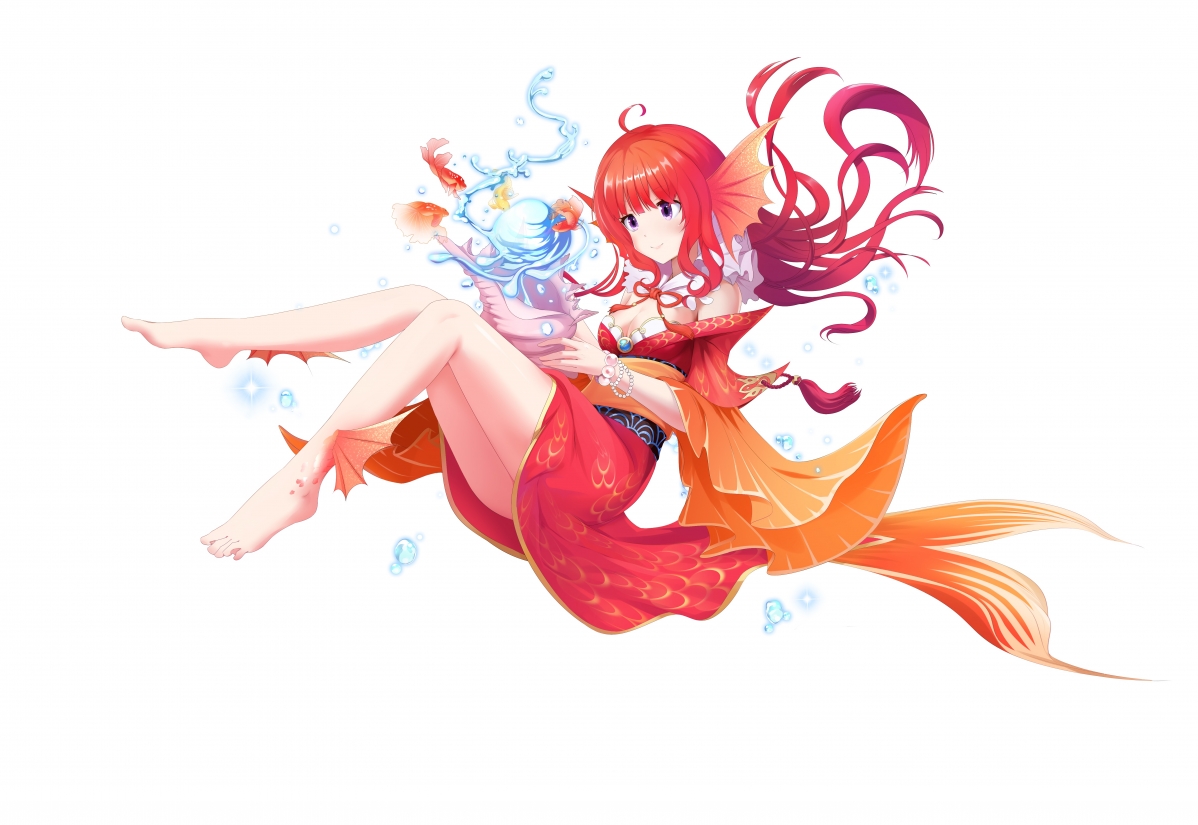 Koi Chinese style girl 6k wallpaper