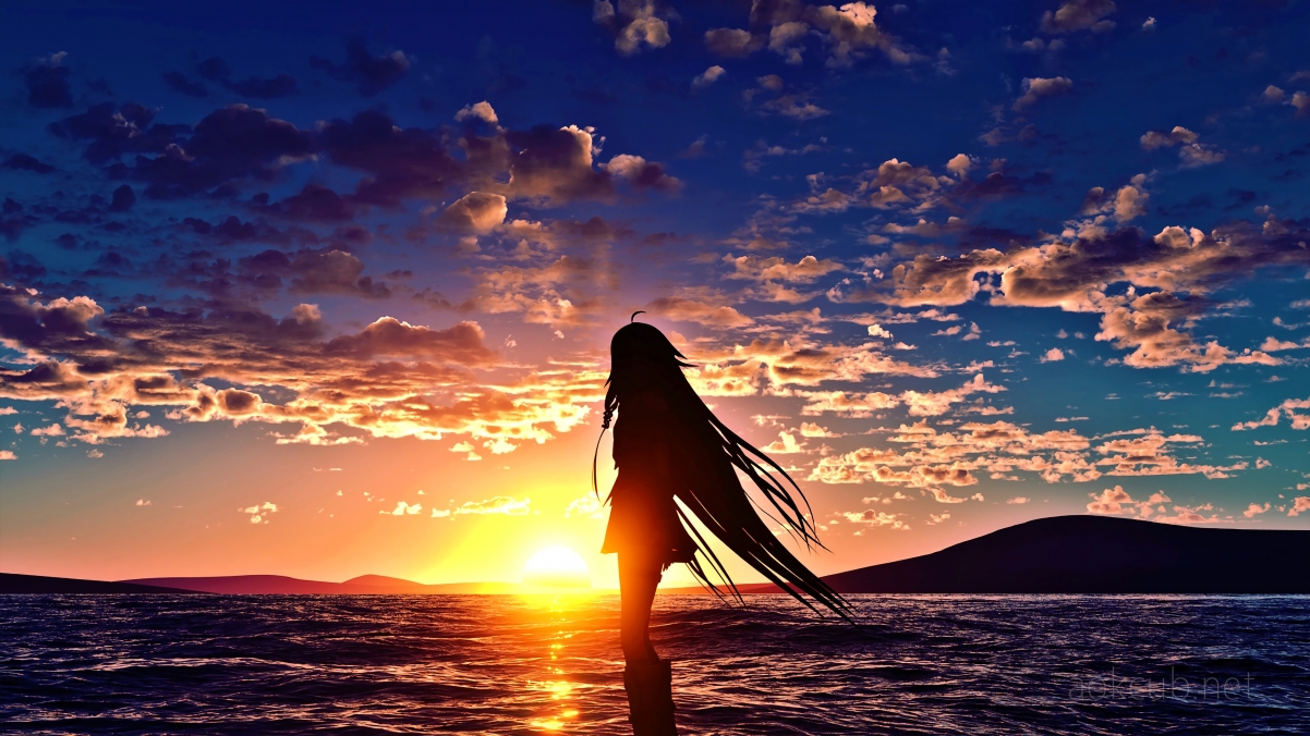 Twilight Seaside Girl 4k Anime Wallpaper