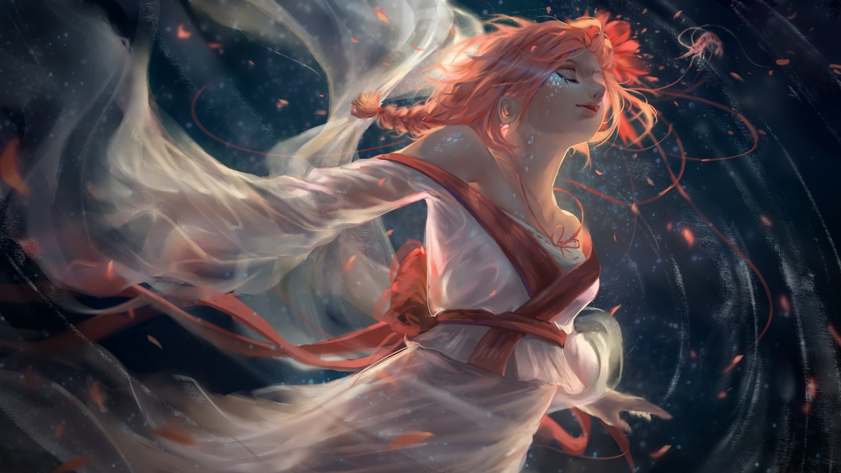 Fantasy girl in kimono with red hair Yui
