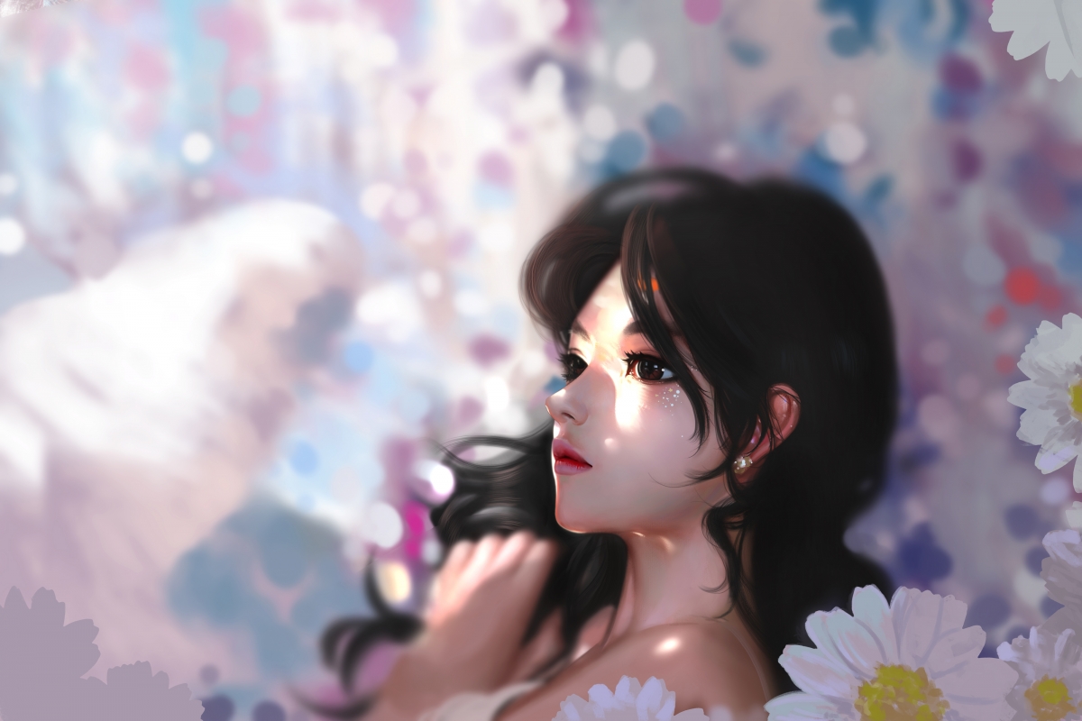 Flower girl daisy flower 4k anime