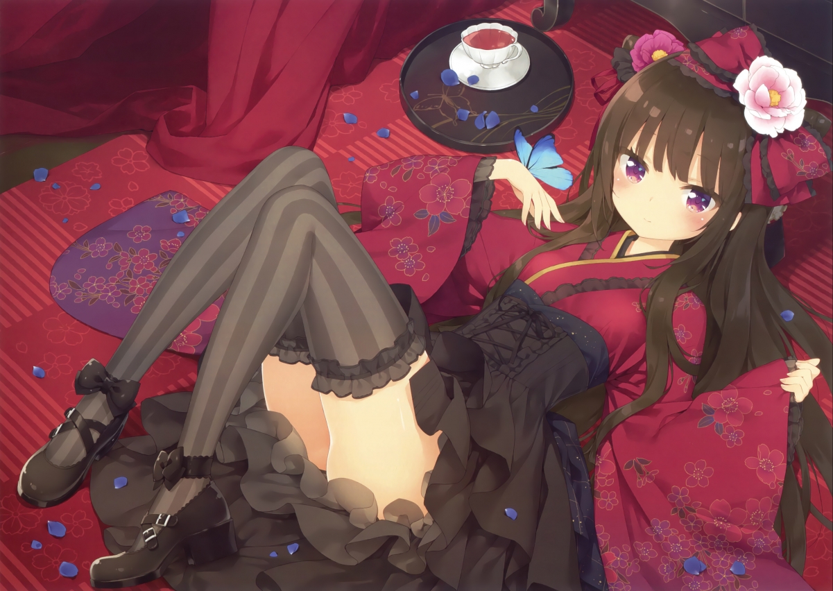 Butterflies, flowers, lolita fashion clothes