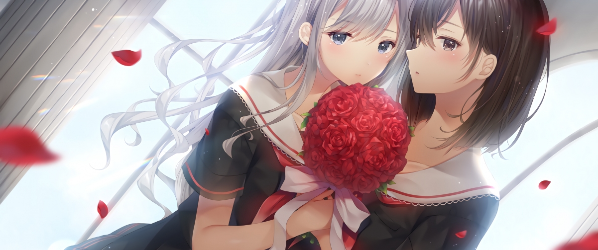 Girl with red lily loves only