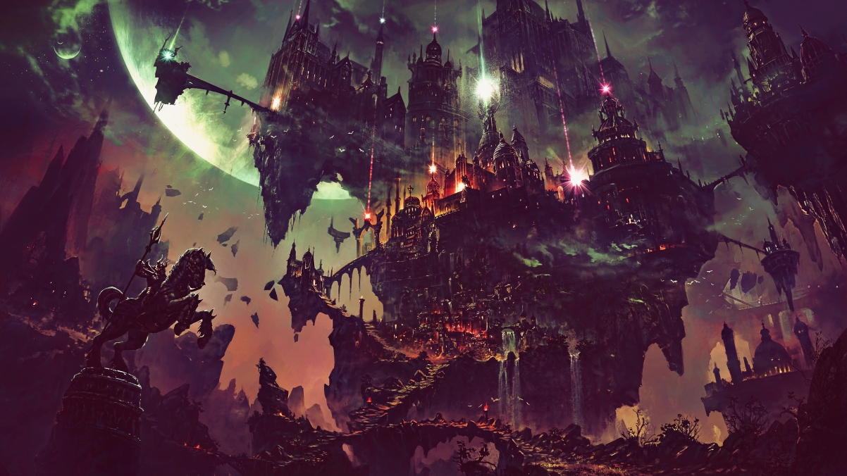 Night science fiction fantasy art planet