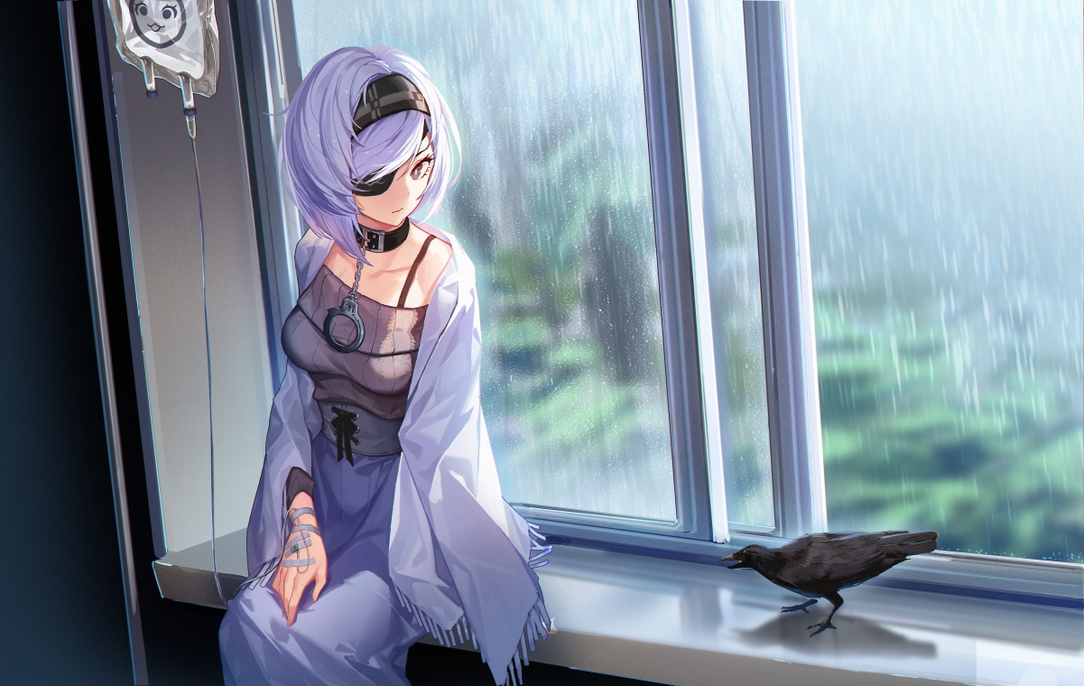Girl with black eyes, short hair,