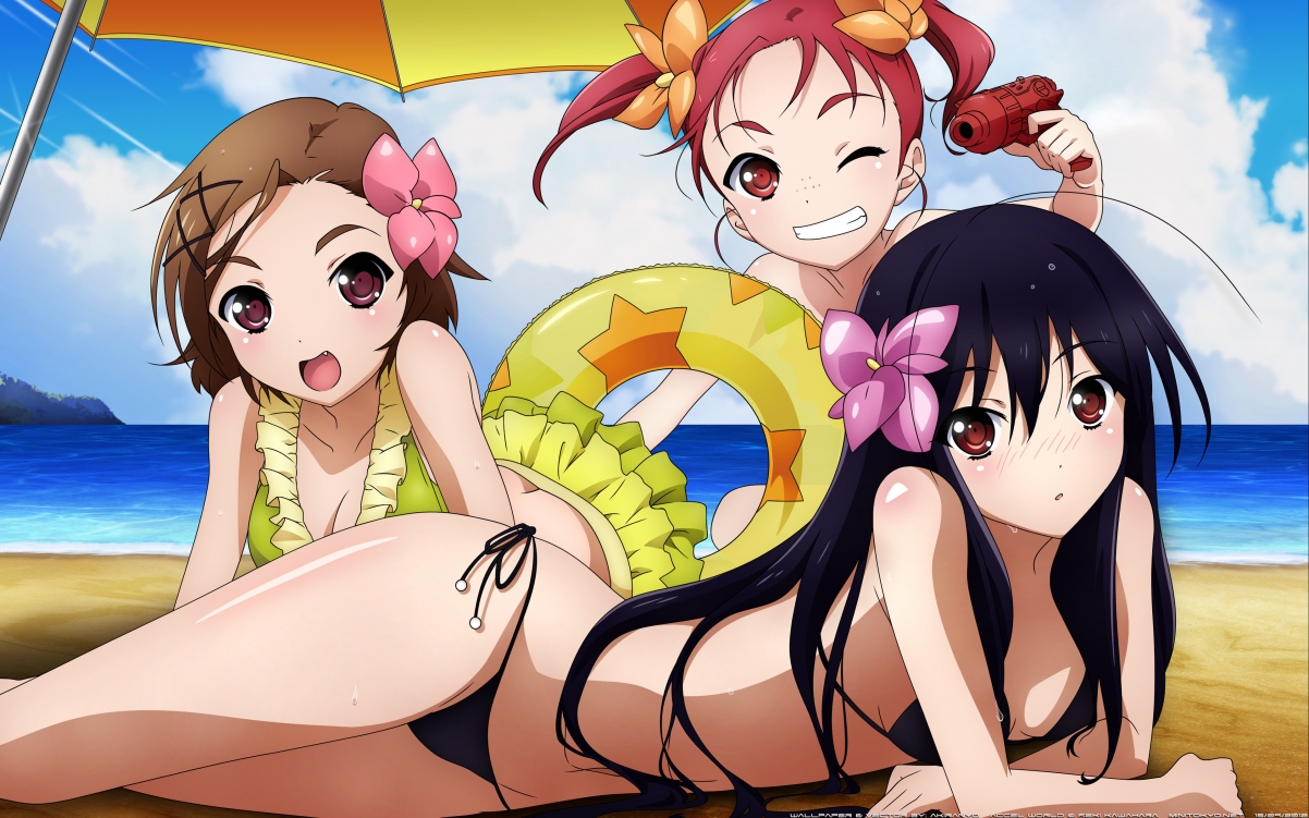 Beach swimsuit bikini anime beauty young