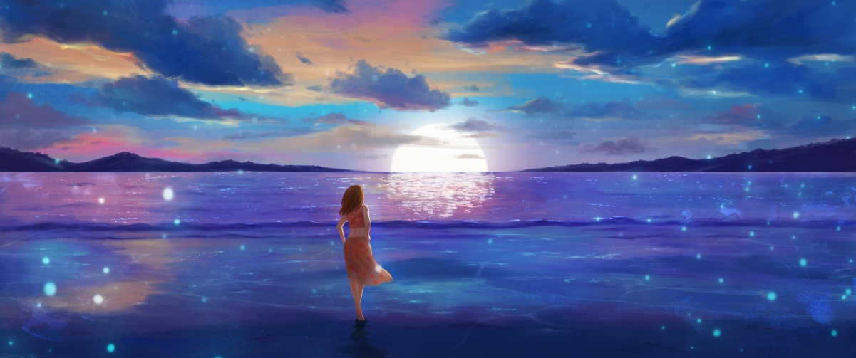 The girl who travels on a seaside vacation 3440