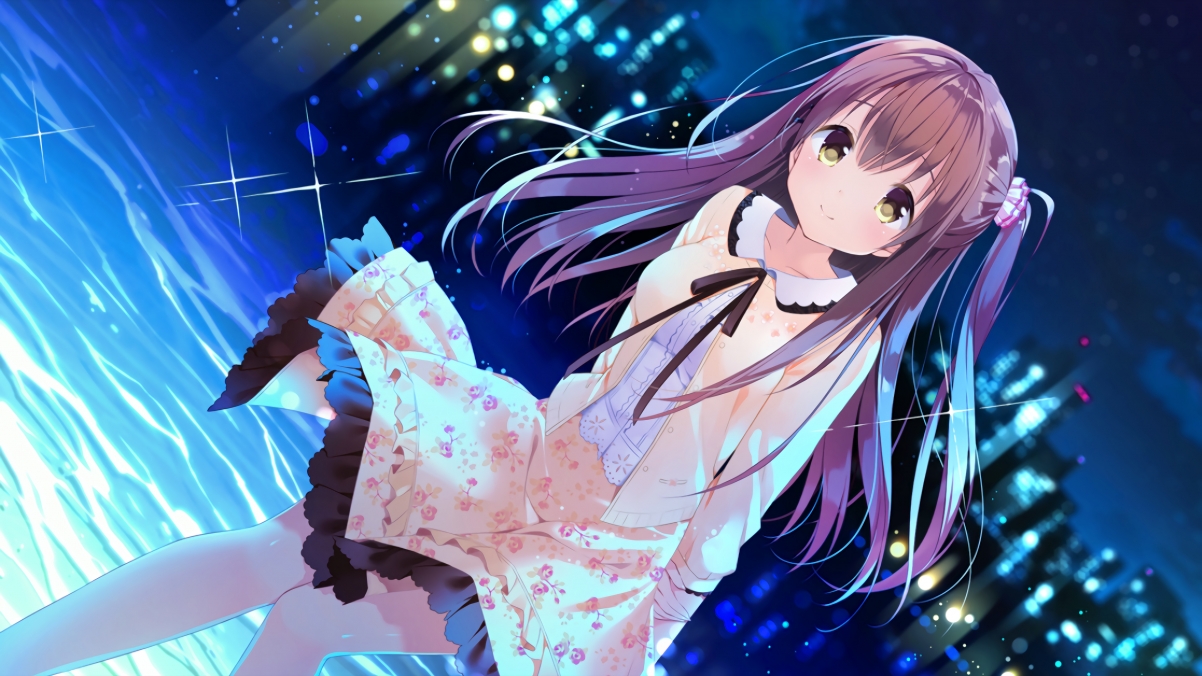 Cute girl in seaside city 4K anime