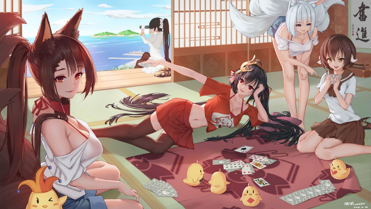 Cute anime girl on the beach