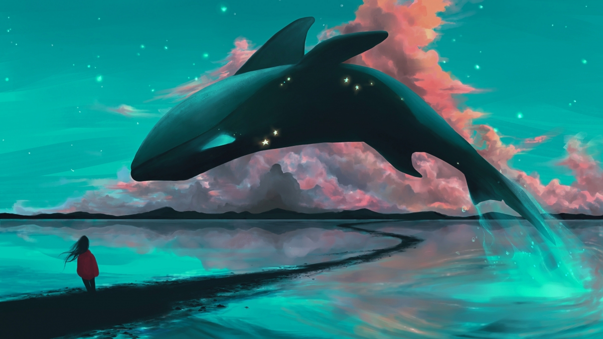 Sea girl big fish girl beautiful