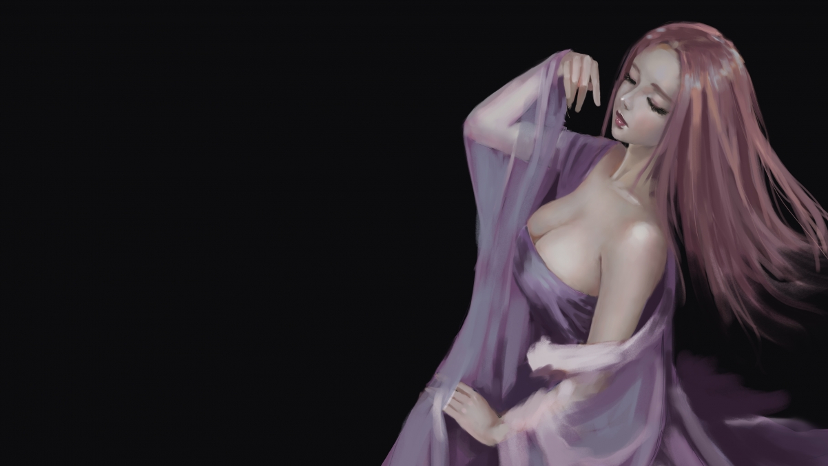 Ancient style woman simple black background
