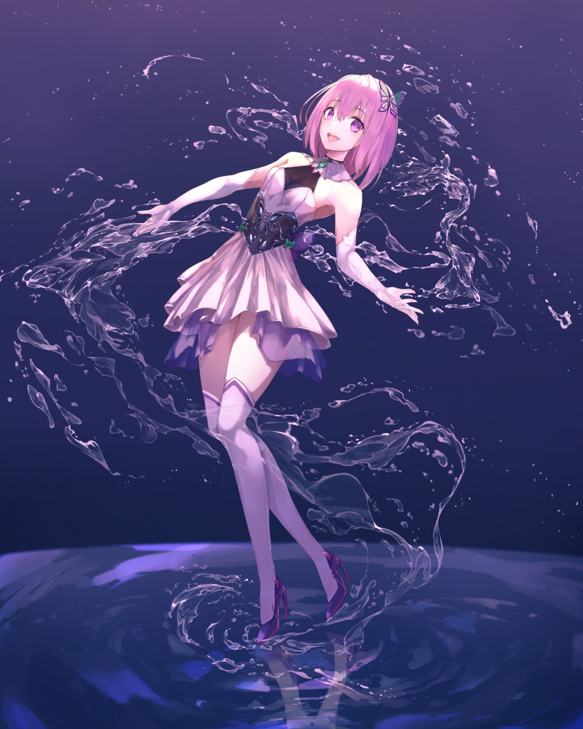 Girl with pink hair and purple eyes