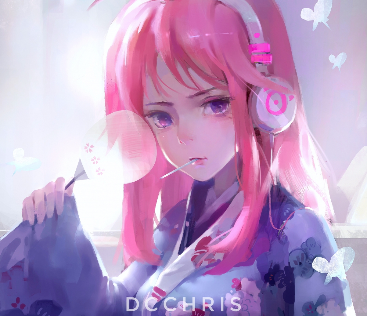 Pink hair girls women
