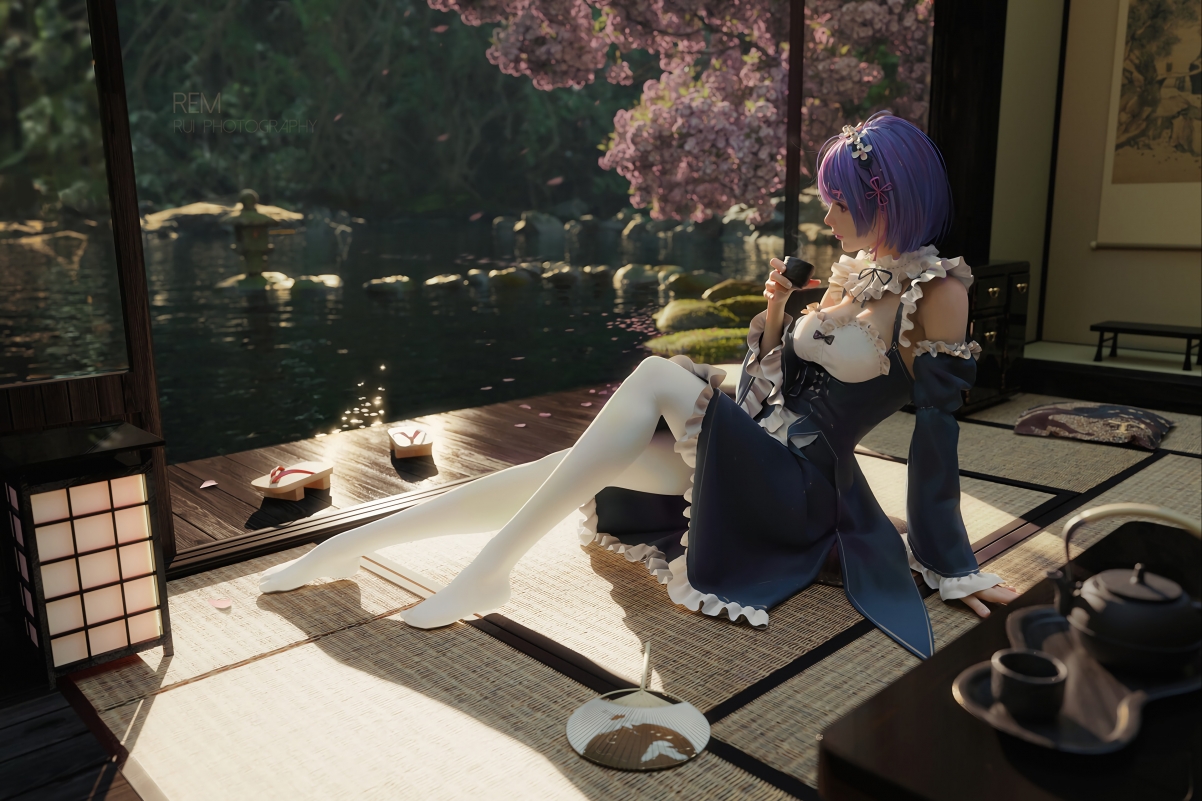 Two-dimensional beautiful girl with short purple hair